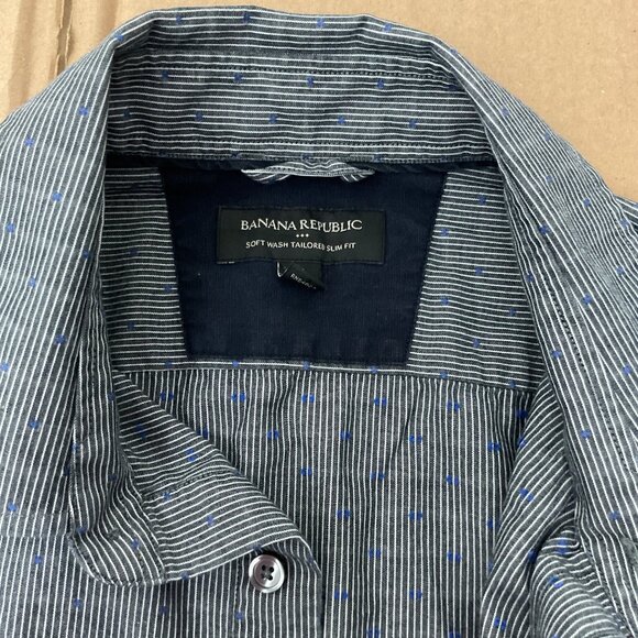 Banana Republic Mens Slim Fit Soft Wash Striped Button-Down Shirt M Cotton Blend - Picture 2 of 6